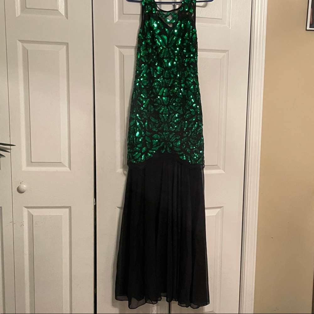 Green and Black Sequin Dress